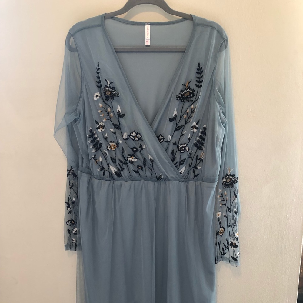 Blue Sheer floral garden dress